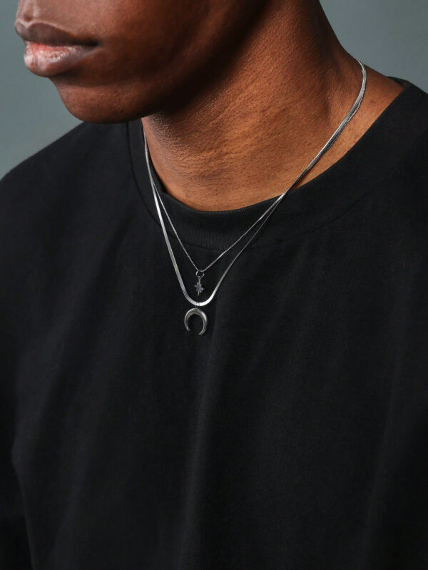 SUMWON 2 pièces Collier à plusieurs rangs avec pendentifs Lune et Soleil