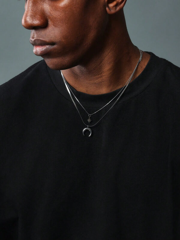 SUMWON 2 pièces Collier à plusieurs rangs avec pendentifs Lune et Soleil – Image 2