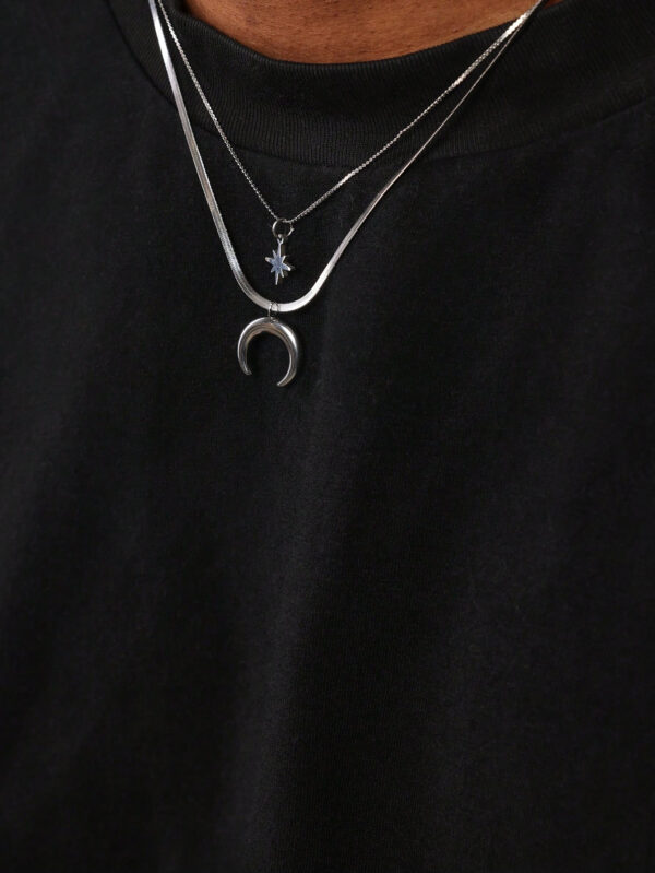 SUMWON 2 pièces Collier à plusieurs rangs avec pendentifs Lune et Soleil – Image 3
