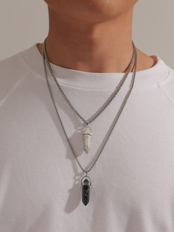 À La Mode Et Populaire 2 pièces Homme À Breloque Géométrique Collier Pour Bijou Cadeau Et Pour A Élégant Look – Image 2