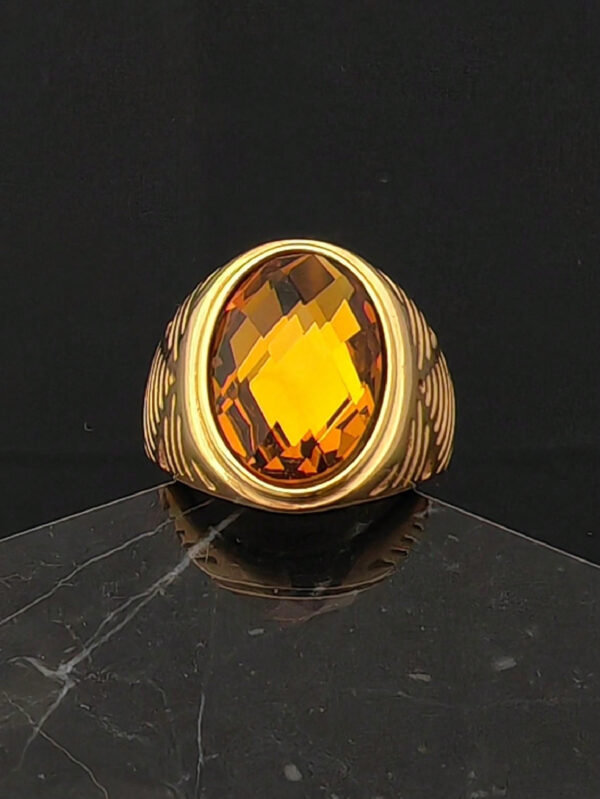 Nouvelle bague mode homme en pierre dorée en acier inoxydable – Image 18