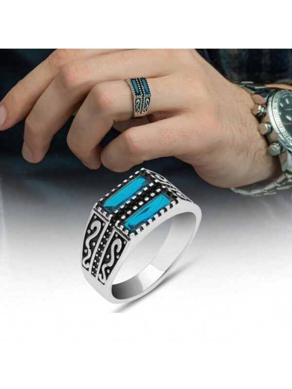 1 pièce Bague En Alliage À La Mode Vintage Argent Avec Zircone Cubique Pour Pour Homme Port Quotidien