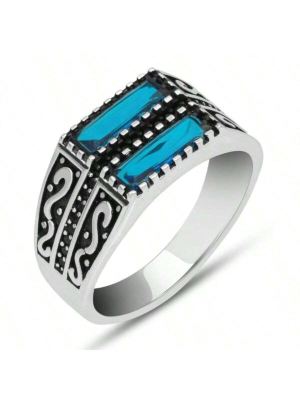 1 pièce Bague En Alliage À La Mode Vintage Argent Avec Zircone Cubique Pour Pour Homme Port Quotidien – Image 2