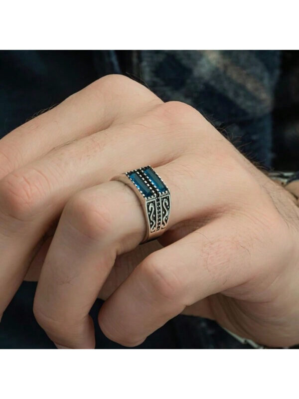1 pièce Bague En Alliage À La Mode Vintage Argent Avec Zircone Cubique Pour Pour Homme Port Quotidien – Image 3