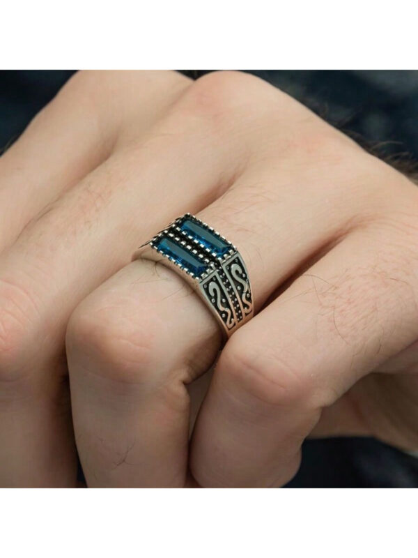 1 pièce Bague En Alliage À La Mode Vintage Argent Avec Zircone Cubique Pour Pour Homme Port Quotidien – Image 4