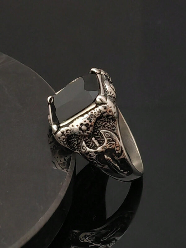 Bague en acier inoxydable noir mode, bijoux fins, bague avec charmes pour hommes – Image 2