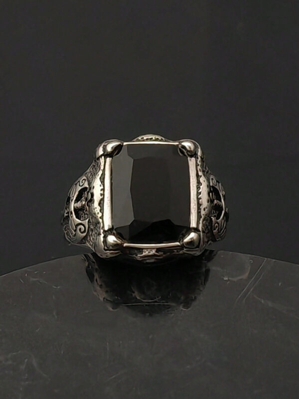 Bague en acier inoxydable noir mode, bijoux fins, bague avec charmes pour hommes – Image 7