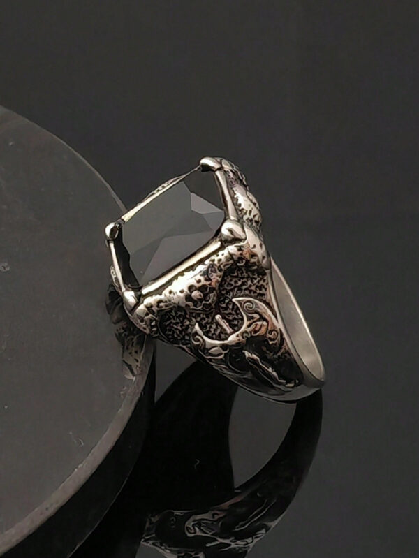 Bague en acier inoxydable noir mode, bijoux fins, bague avec charmes pour hommes – Image 11