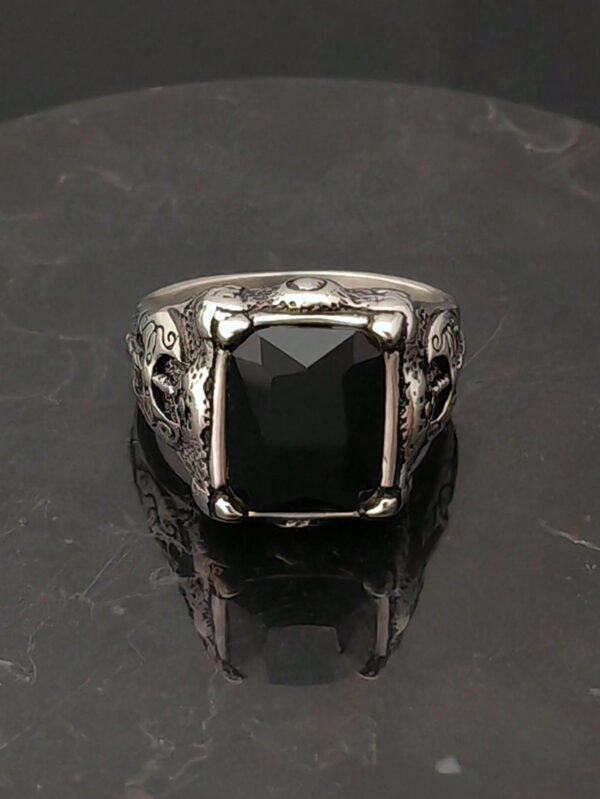 Bague en acier inoxydable noir mode, bijoux fins, bague avec charmes pour hommes – Image 13