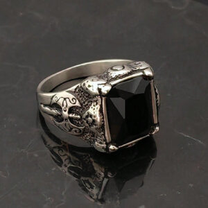 Bague en acier inoxydable noir mode, bijoux fins, bague avec charmes pour hommes