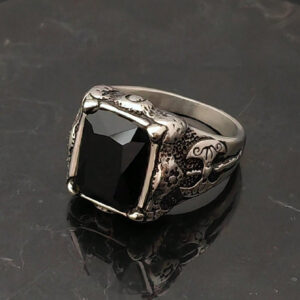 Bague en acier inoxydable noir mode, bijoux fins, bague avec charmes pour hommes