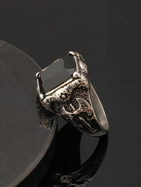 Bague en acier inoxydable noir mode, bijoux fins, bague avec charmes pour hommes – Image 16