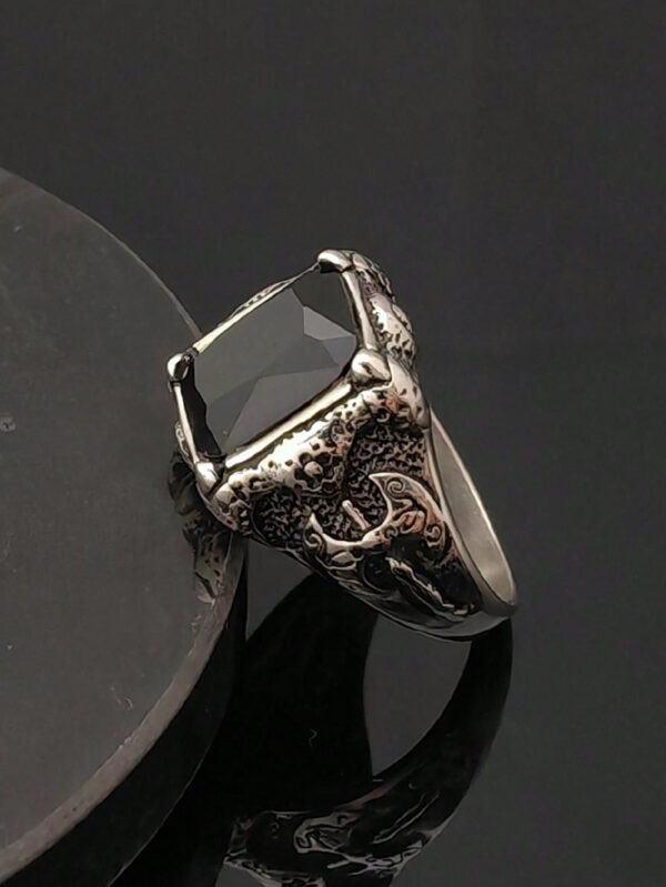 Bague en acier inoxydable noir mode, bijoux fins, bague avec charmes pour hommes – Image 17