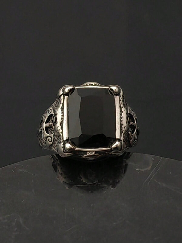 Bague en acier inoxydable noir mode, bijoux fins, bague avec charmes pour hommes – Image 18