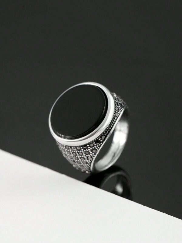 1 pièce Bague vintage exagérée aux cristaux de verre, forme ronde mode pour homme, convient pour le port quotidien