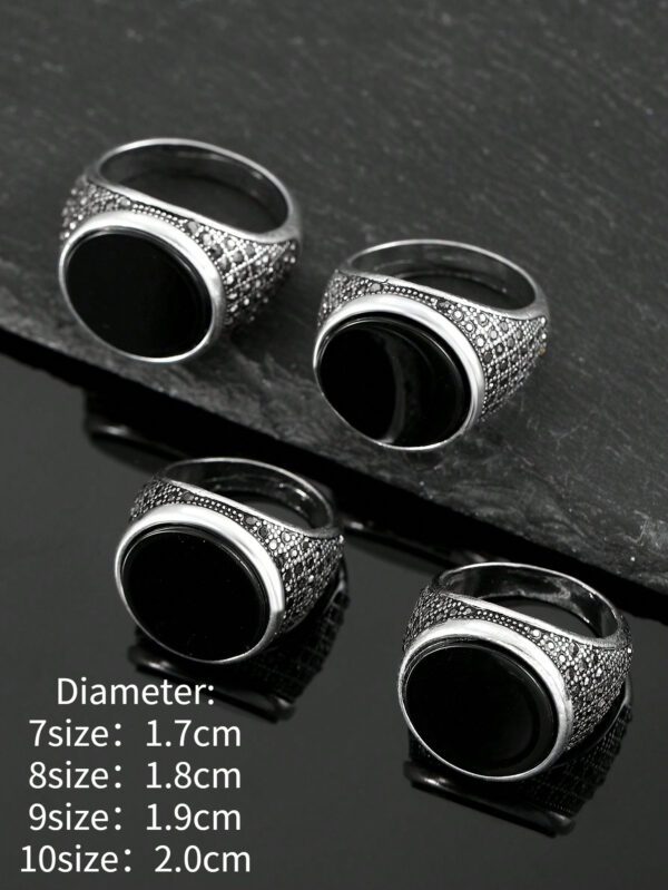 1 pièce Bague vintage exagérée aux cristaux de verre, forme ronde mode pour homme, convient pour le port quotidien – Image 4