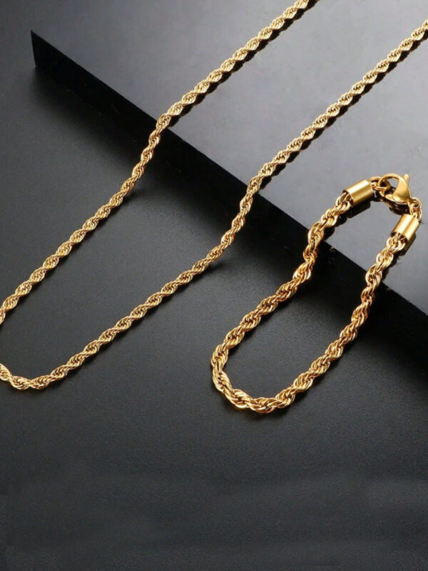Ensemble De Bijoux De Chaîne Torsadée En Acier Inoxydable 316l, Bracelet À Chaîne En Corde Torsadée, Collier Plaqué Or Pour Hommes Femmes En Gros
