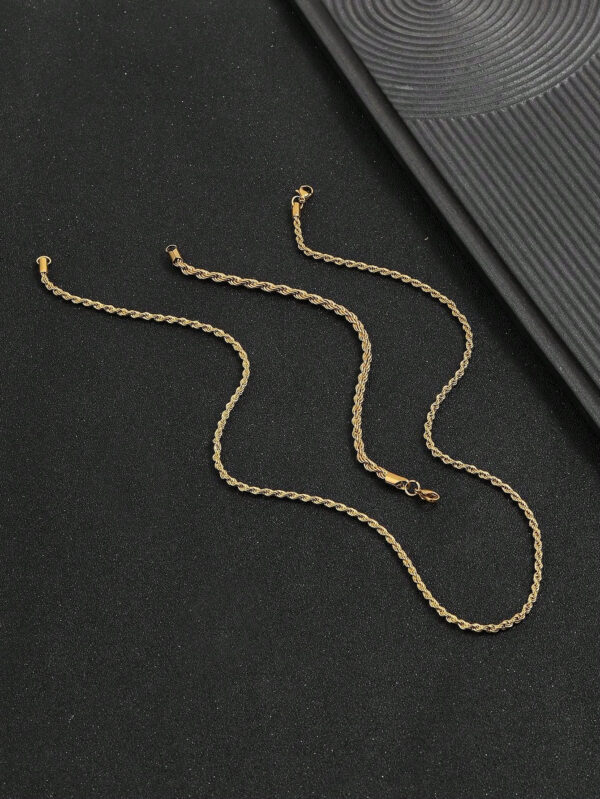 Ensemble De Bijoux De Chaîne Torsadée En Acier Inoxydable 316l, Bracelet À Chaîne En Corde Torsadée, Collier Plaqué Or Pour Hommes Femmes En Gros – Image 3