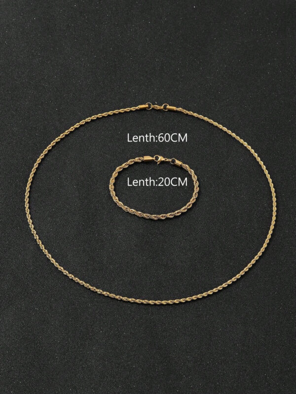 Ensemble De Bijoux De Chaîne Torsadée En Acier Inoxydable 316l, Bracelet À Chaîne En Corde Torsadée, Collier Plaqué Or Pour Hommes Femmes En Gros – Image 4