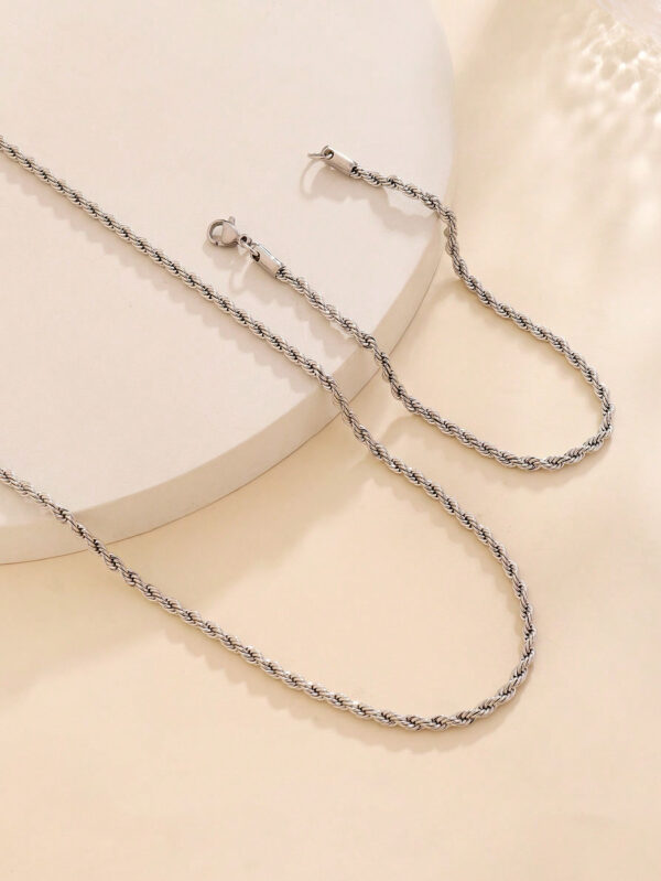 Ensemble De Bijoux De Chaîne Torsadée En Acier Inoxydable 316l, Bracelet À Chaîne En Corde Torsadée, Collier Plaqué Or Pour Hommes Femmes En Gros – Image 6