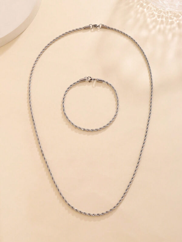 Ensemble De Bijoux De Chaîne Torsadée En Acier Inoxydable 316l, Bracelet À Chaîne En Corde Torsadée, Collier Plaqué Or Pour Hommes Femmes En Gros – Image 7
