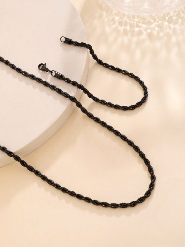 Ensemble De Bijoux De Chaîne Torsadée En Acier Inoxydable 316l, Bracelet À Chaîne En Corde Torsadée, Collier Plaqué Or Pour Hommes Femmes En Gros – Image 8