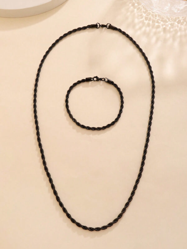 Ensemble De Bijoux De Chaîne Torsadée En Acier Inoxydable 316l, Bracelet À Chaîne En Corde Torsadée, Collier Plaqué Or Pour Hommes Femmes En Gros – Image 9