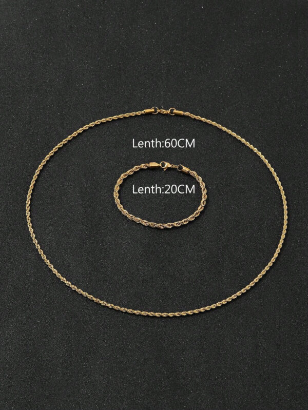 Ensemble De Bijoux De Chaîne Torsadée En Acier Inoxydable 316l, Bracelet À Chaîne En Corde Torsadée, Collier Plaqué Or Pour Hommes Femmes En Gros – Image 13