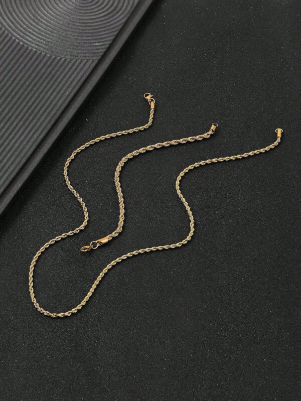 Ensemble De Bijoux De Chaîne Torsadée En Acier Inoxydable 316l, Bracelet À Chaîne En Corde Torsadée, Collier Plaqué Or Pour Hommes Femmes En Gros – Image 14