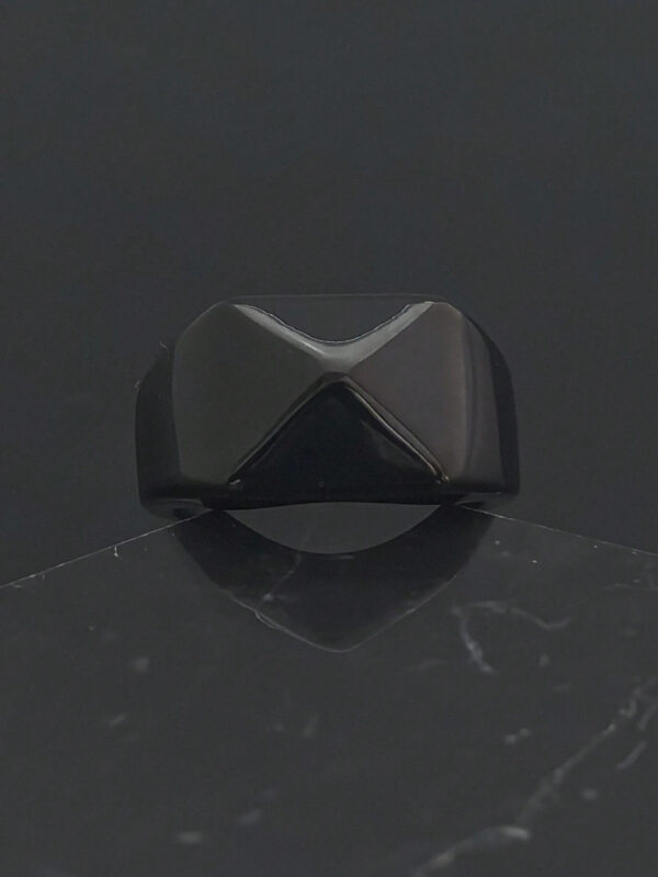 Cadeau de Saint-Valentin 2025 Bagues en acier inoxydable plaqué noir de haute qualité avec formes géométriques, bijoux pour homme – Image 4