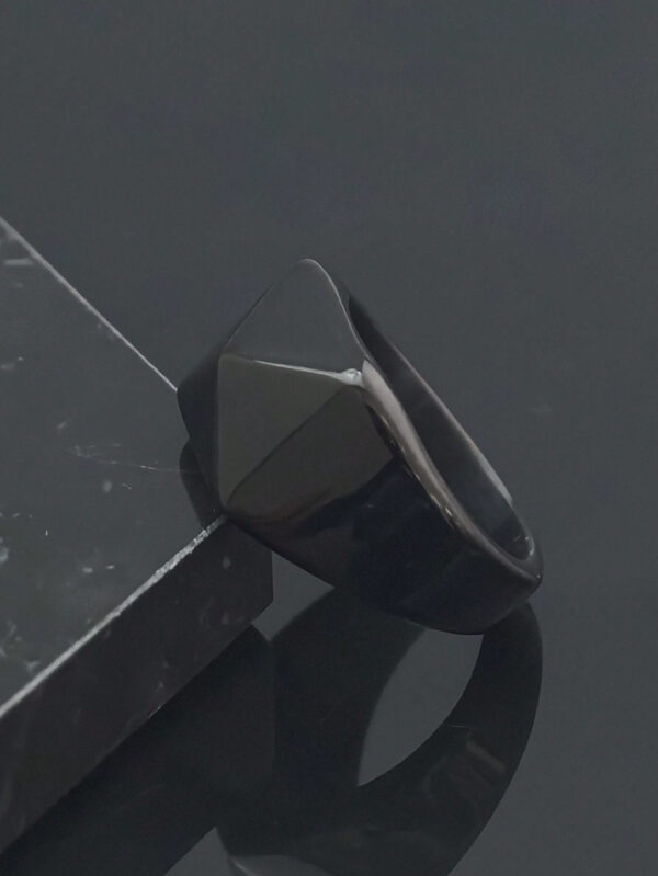 Cadeau de Saint-Valentin 2025 Bagues en acier inoxydable plaqué noir de haute qualité avec formes géométriques, bijoux pour homme – Image 7