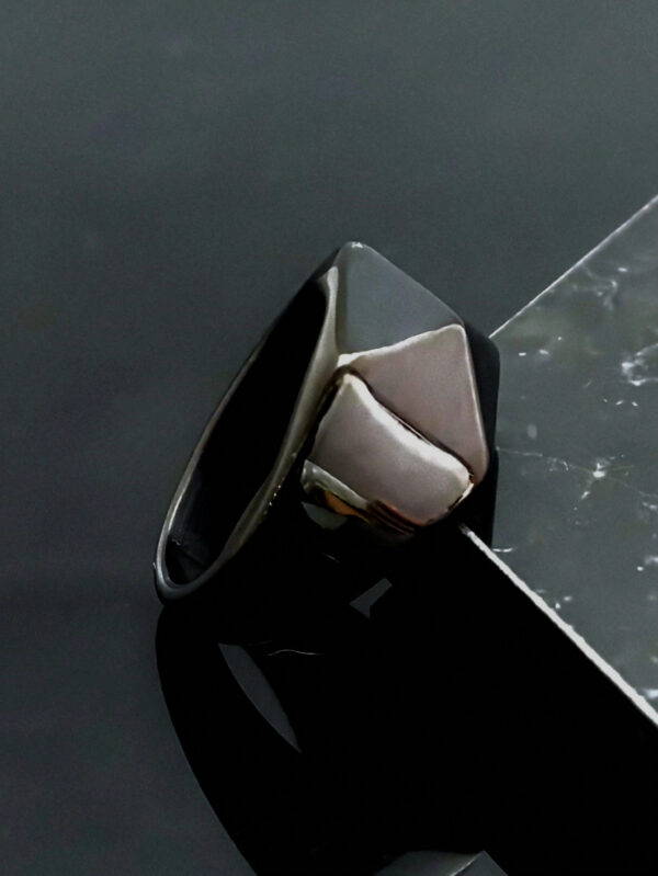 Cadeau de Saint-Valentin 2025 Bagues en acier inoxydable plaqué noir de haute qualité avec formes géométriques, bijoux pour homme – Image 12