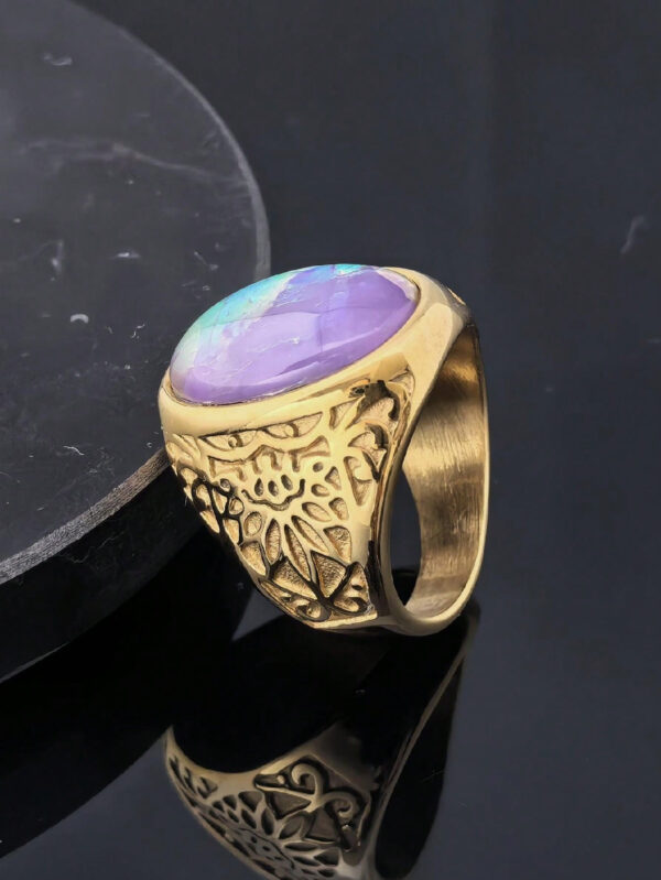 Designs en bijoux Anneaux en acier inoxydable plaqués or 18 carats. Fournisseur professionnel d'anneaux en acier inoxydable pour hommes et femmes – Image 18