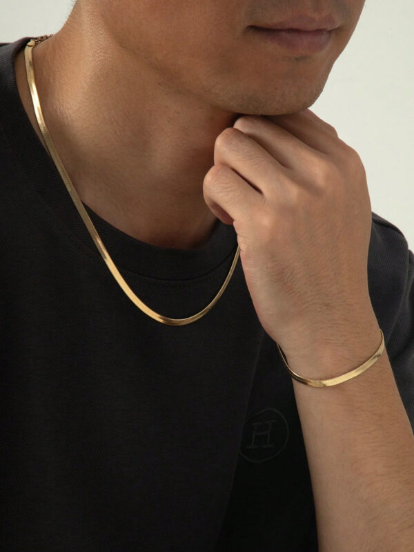 Ensemble De Bracelets Et Colliers À Maillons Métalliques Simples, 1 Pièce, Adaptés À Un Usage Quotidien Pour Femmes
