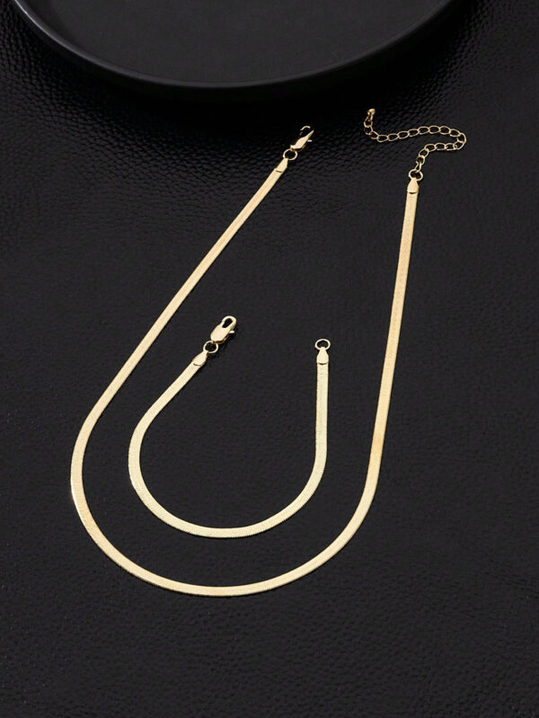 Ensemble De Bracelets Et Colliers À Maillons Métalliques Simples, 1 Pièce, Adaptés À Un Usage Quotidien Pour Femmes – Image 2
