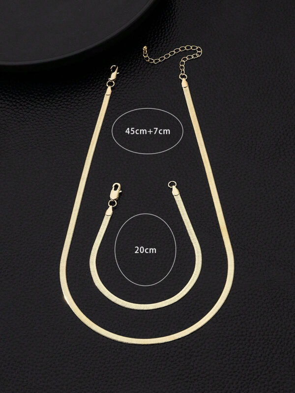 Ensemble De Bracelets Et Colliers À Maillons Métalliques Simples, 1 Pièce, Adaptés À Un Usage Quotidien Pour Femmes – Image 4