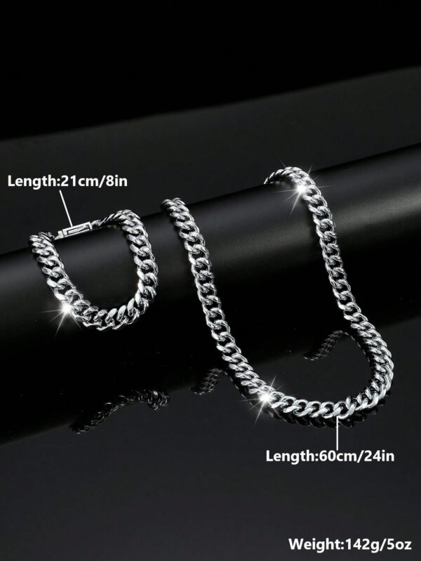 Ensemble De Bijoux De Style Hip Hop, 1 Collier + 1 Bracelet, Design De Chaîne Pavé De Strass Brillants, Adapté Aux Hommes Et Aux Femmes – Image 18
