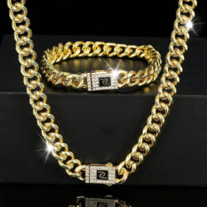 Ensemble De Bijoux De Style Hip Hop, 1 Collier + 1 Bracelet, Design De Chaîne Pavé De Strass Brillants, Adapté Aux Hommes Et Aux Femmes