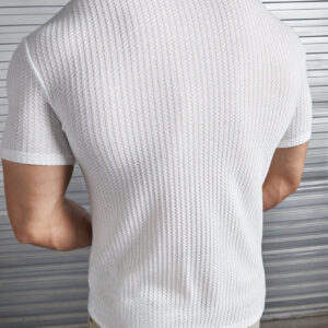 Manfinity Modomio Chemise pour homme à boutonnière unicolore en coupe ajustée et col à manches courtes en blanc unicolore