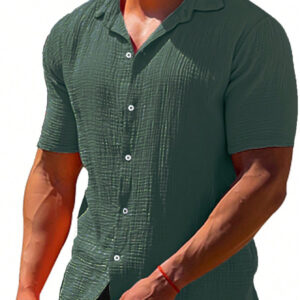 Homme Chemise Unicolore À Bouton