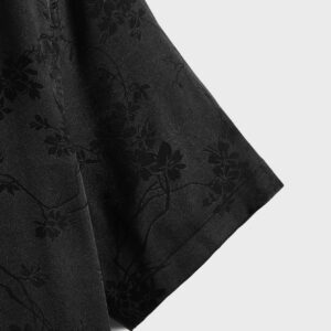 Manfinity VCAY Chemise noire à motif graphique pour hommes avec boutons devant en jacquard, chemise noire pour enfants