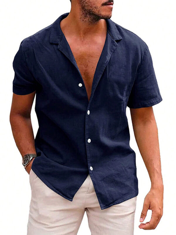 Homme Chemise Unicolore À Bouton