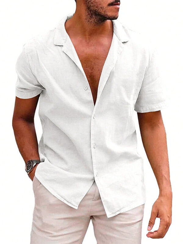 Homme Chemise Unicolore À Bouton – Image 2