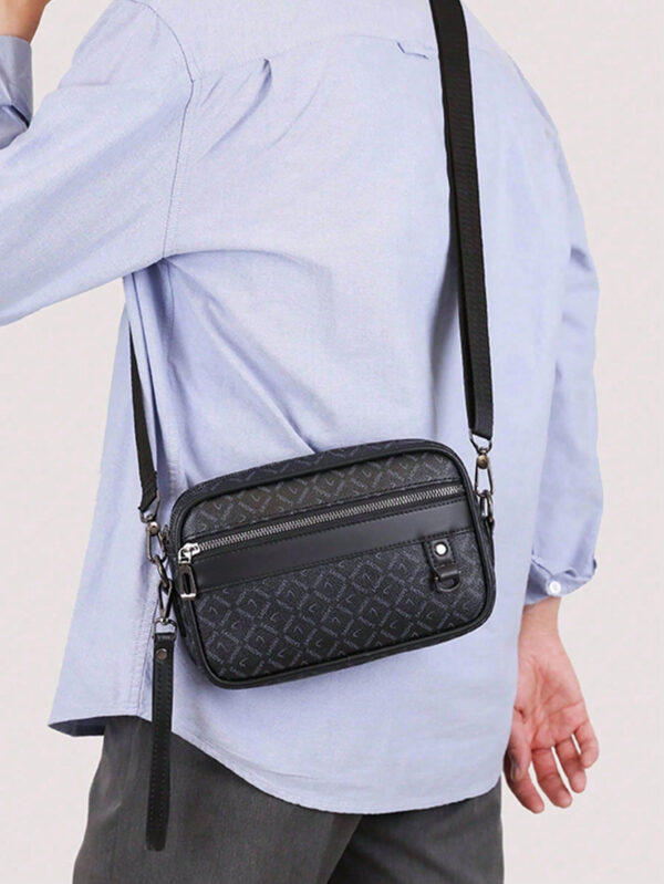 Sac carré en cuir PU à carreaux vintage pour hommes, sac bandoulière croisé petit et casual, imperméable, sac à bandoulière mode, sac pochette multifonctionnel pour téléphone portable, sac sacoche business pour les sports de plein air, les voyages, le travail, sac rétro, cadeaux de la Saint-Valentin, sacs à main, sacs noirs, accessoires pour vacances, autocollants pour sacs, sacs d'hiver, cadeaux de la Saint-Valentin pour les hommes, le portefeuille de la vie sportive vintage pour hommes – Image 2