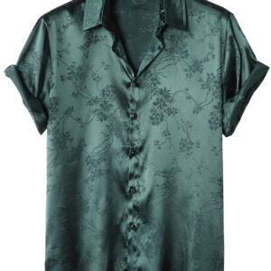 Manfinity Homme Homme Chemise fleuri en jacquard en satin