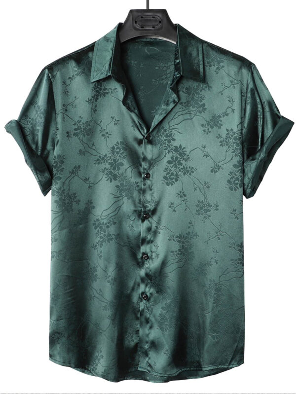 Manfinity Homme Homme Chemise fleuri en jacquard en satin – Image 2