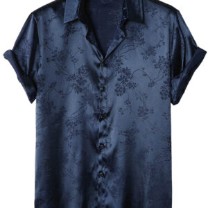 Manfinity Homme Homme Chemise fleuri en jacquard en satin