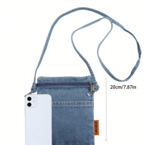 Mini sac de téléphone en jean de couleur unie, sac à bandoulière portatif et transversal, convenant pour le travail, les achats, les voyages, les vacances, l'école, l'été. Cadeau personnalisé en polyester pour père, mari, petit ami. Sac pour homme pour Noël, Action de grâce, vacances. Sac fourre-tout, sac banane, sac de vélo, sac de sport, sac de randonnée, sac de poitrine, sac latéral, cartable, sac en cuir, sac besace, cadeaux pour hommes, sac de voyage, sac de camping