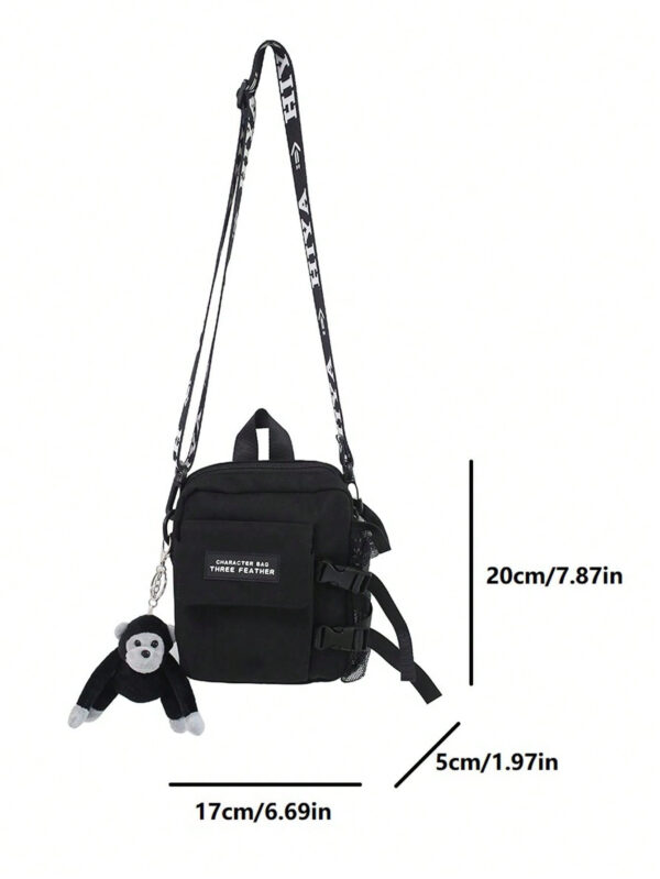 Sac banane multifonctionnel pour étudiants du secondaire et étudiants universitaires. Sac d'épaule casual avec motif graphique carré, charm décoratif. Idéal pour les voyages, l'université, le sport, les trajets, la chambre. Sac pratique et avec plusieurs poches. Sac messenger, sac bandoulière pour hommes. Sac latéral automne, sac cylindrique, cadeau de Noël, sac d'hiver, sac de Thanksgiving, sac de voyage, sac de camping, sac d'école. Sac noir – Image 13