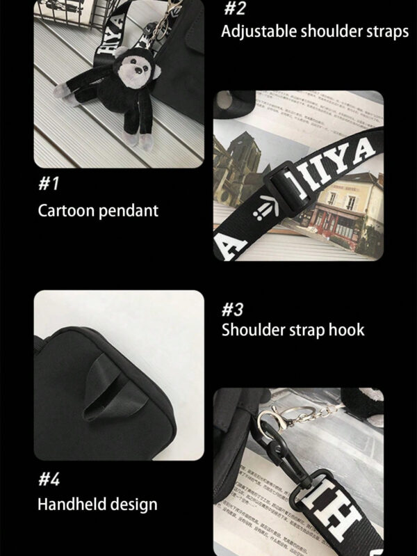 Sac banane multifonctionnel pour étudiants du secondaire et étudiants universitaires. Sac d'épaule casual avec motif graphique carré, charm décoratif. Idéal pour les voyages, l'université, le sport, les trajets, la chambre. Sac pratique et avec plusieurs poches. Sac messenger, sac bandoulière pour hommes. Sac latéral automne, sac cylindrique, cadeau de Noël, sac d'hiver, sac de Thanksgiving, sac de voyage, sac de camping, sac d'école. Sac noir – Image 15